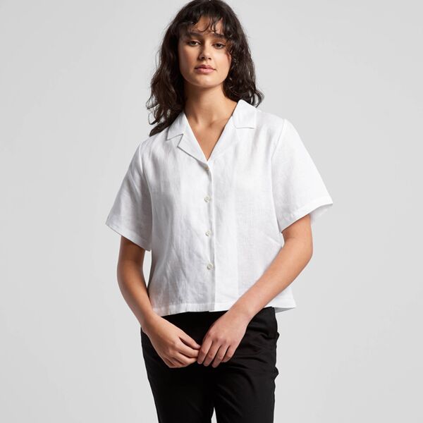 Womens Linen Short Sleeve Shirt Thumbnail