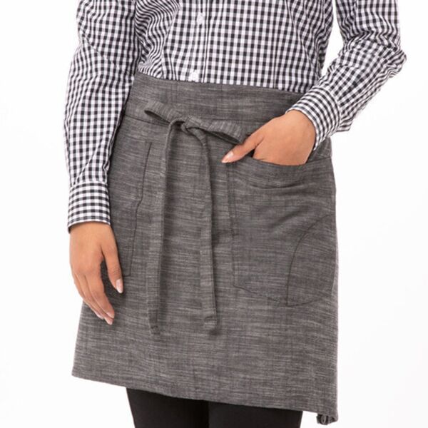 Corvallis Half Bistro Apron- Black Steel Grey Thumbnail
