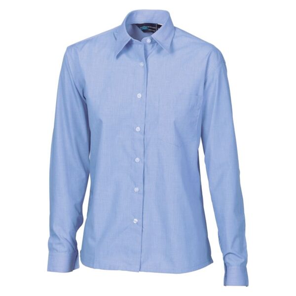 Womens Regular Collar, Side Splits, Single Pocket Long Sleeve Shirt Thumbnail