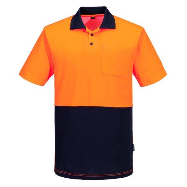 Mens Hi Vis Cotton Comfort Contrast Class D Short Sleeve Polo Shirt Thumbnail