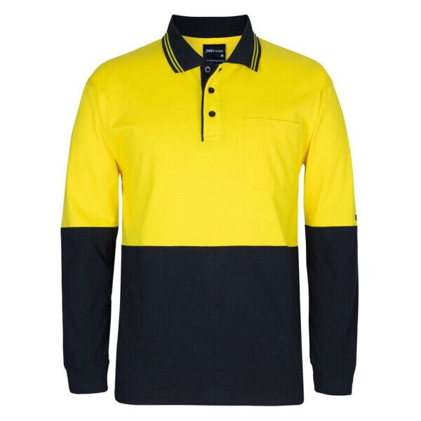 Mens Hi Vis Long Sleeve Cotton Polo Thumbnail