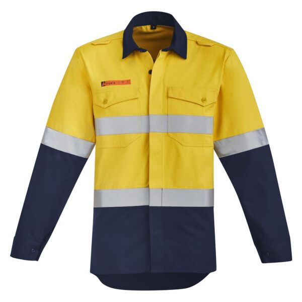 Mens Orange Flame Hi Vis  Hoop Taped Open Front Spliced Shirt  Thumbnail